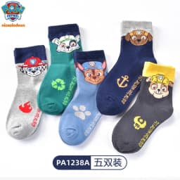 Original Paw Patrol 10PCS=5Pairs Children Socks Baby Boy Sock Age 3-8Y Chase Marshall Rocky Rubble Zuma Boys Girls Cotton Socks