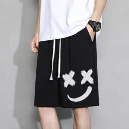 Oversized Shorts Men Graffiti Smiling Face Cartoon Printed Shorts Summer Sports Five-point Sport Basketball Short Pants