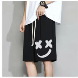 Oversized Shorts Men Graffiti Smiling Face Cartoon Printed Shorts Summer Sports Five-point Sport Basketball Short Pants