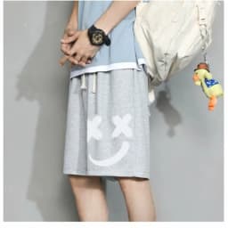 Oversized Shorts Men Graffiti Smiling Face Cartoon Printed Shorts Summer Sports Five-point Sport Basketball Short Pants