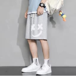 Oversized Shorts Men Graffiti Smiling Face Cartoon Printed Shorts Summer Sports Five-point Sport Basketball Short Pants