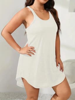 Women's Plus Size 1XL-5XL U-Neck Sleeveless Dress Basic Loungewear A-line Solid Color Casual Beach Dress Party Dress