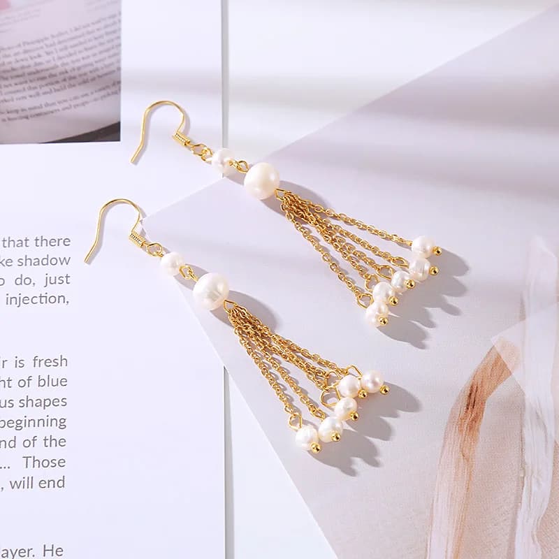 100% Natural Freshwater Pearl 14K Gold Filled Female Tassels Drop Earrings Wholesale Jewelry For Women Anti Allergy Gifts