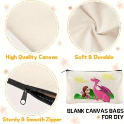 12Pcs Sublimation Blanks Tote and Zipper Bags Set – 6 Reusable Grocery Tote Bags and 6 Makeup Pouches for DIY Heat Transfer Craf