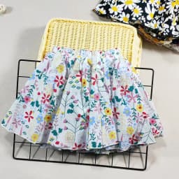 Girl's Cotton Floral Princess Hundred Fold Skirt Sweet Big Girl Tutu Skirt Elastic Waist Mini Skirt, Children's Skirt