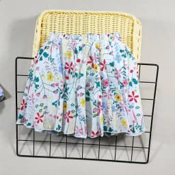 Girl's Cotton Floral Princess Hundred Fold Skirt Sweet Big Girl Tutu Skirt Elastic Waist Mini Skirt, Children's Skirt