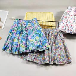 Girl's Cotton Floral Princess Hundred Fold Skirt Sweet Big Girl Tutu Skirt Elastic Waist Mini Skirt, Children's Skirt
