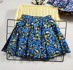 Girl's Cotton Floral Princess Hundred Fold Skirt Sweet Big Girl Tutu Skirt Elastic Waist Mini Skirt, Children's Skirt