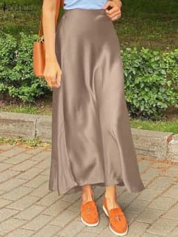 ZANZEA Fashion Satin Silk Skirts Women Summer Long High Waist Skirt Casual Solid Party Faldas Saia Female Vintage Work OL Jupe