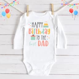 Baby Rompers Happy Birthday To The Dad Print Infant Bodysuit Boys Girls Clothes Daddy Birthday Present Jumpsuit Toddler Outfits