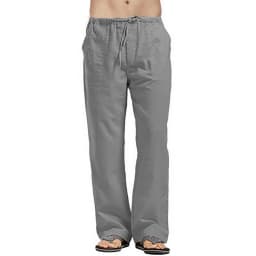 Men's Summer Loose Long Pants Elastic Waist Drawstring Leisure Resort Trousers Men Lightweight Breathable Straight Leg Pan