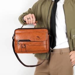 Luxury Brand Men's Crossbody Shoulder Bag For Husband Gift PU Leather Men Office Tote Business Messenger Side Bag Male Handbags