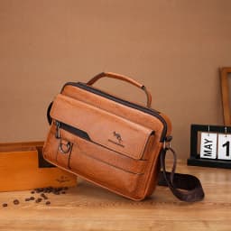 Luxury Brand Men's Crossbody Shoulder Bag For Husband Gift PU Leather Men Office Tote Business Messenger Side Bag Male Handbags