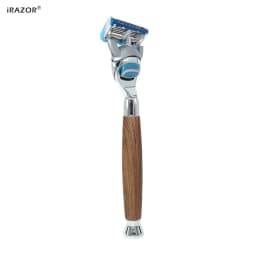 iRAZOR Classic 5 Layer Fusion Safety Razor Manual Man Shaver Barber Beard Grooming Tool Wood Grain Handle Man Birthday Gift