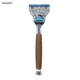 iRAZOR Classic 5 Layer Fusion Safety Razor Manual Man Shaver Barber Beard Grooming Tool Wood Grain Handle Man Birthday Gift