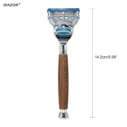 iRAZOR Classic 5 Layer Fusion Safety Razor Manual Man Shaver Barber Beard Grooming Tool Wood Grain Handle Man Birthday Gift