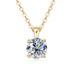 JoyceJelly Classic Four Prong 1ct Moissanite Necklace Women's 925 Sterling Silver Plated 18k Gold Pendant Luxury Fine Jewelry