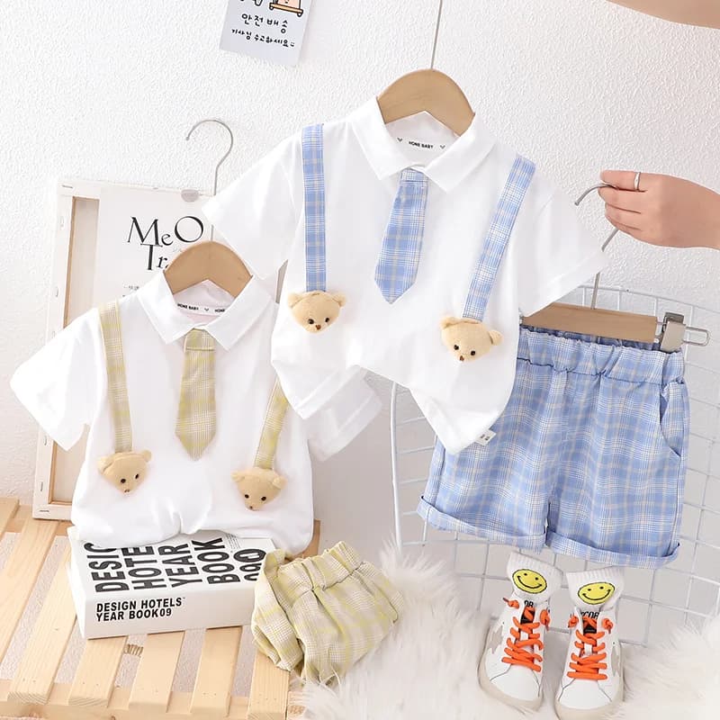 New Kids Clothes Suit Summer Children Boy Girl Patchwork T Shirt Shorts 2Pcs/Set Baby Toddler Clothing Infant 1 2 3 4 5 Years