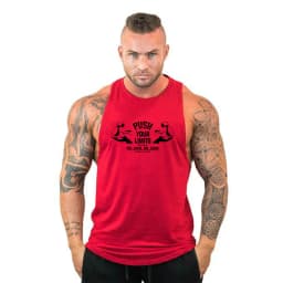 PUSH YOUR LIMITS NO PAIN NO GAIN Gym Vest Mens Bodybuilding Tank Tops Summer Cotton Fitness Sleeveless Shirt Workout Clothing