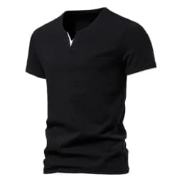 Summer Mens Short Sleeve Henley V-neck Lightweight TShirts Casual Cotton Slim Fit Basic Loose Fitness Sports Breathable Top