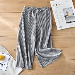 School Children Pleated Wide Leg Pants Summer Toddler Kids Loose Casual Solid Ankle-Length Pants Teenage Girls Ice Silk Leggings