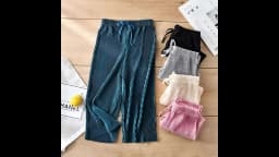 School Children Pleated Wide Leg Pants Summer Toddler Kids Loose Casual Solid Ankle-Length Pants Teenage Girls Ice Silk Leggings