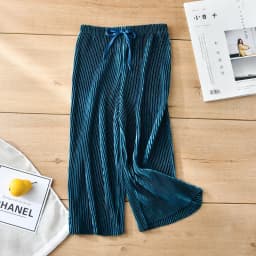 School Children Pleated Wide Leg Pants Summer Toddler Kids Loose Casual Solid Ankle-Length Pants Teenage Girls Ice Silk Leggings