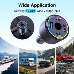 255W Car Charger for Starlink Mini, 5-Port USB C PD 100W PPS 45W Super Fast Charging for MacBook Pro iPhone 17 16 15 Samsung S26