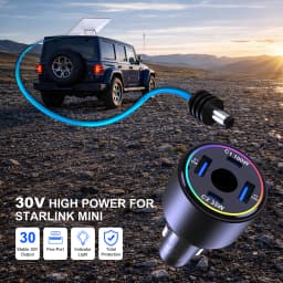 255W Car Charger for Starlink Mini, 5-Port USB C PD 100W PPS 45W Super Fast Charging for MacBook Pro iPhone 17 16 15 Samsung S26