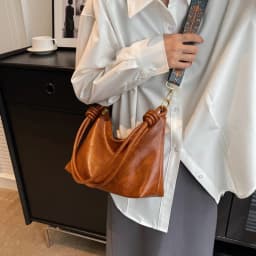 New fashionable women's bag, high-end soft leather texture, single shoulder bag, women's crossbody bag, geometric wide shoulder