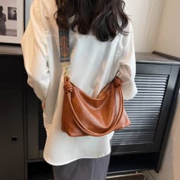 New fashionable women's bag, high-end soft leather texture, single shoulder bag, women's crossbody bag, geometric wide shoulder