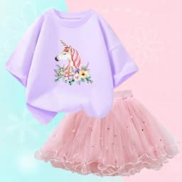 Summer Girl Party Unicorn Clothes Set Kids Baby Cartoon Clothing Suits Girls Cute Casual T-shirt Tops tutu Skirts Outfits