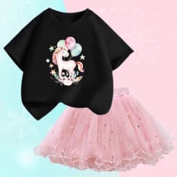 Summer Girl Party Unicorn Clothes Set Kids Baby Cartoon Clothing Suits Girls Cute Casual T-shirt Tops tutu Skirts Outfits