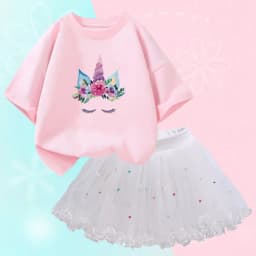 Summer Girl Party Unicorn Clothes Set Kids Baby Cartoon Clothing Suits Girls Cute Casual T-shirt Tops tutu Skirts Outfits