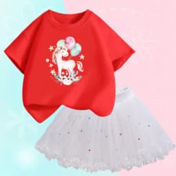 Summer Girl Party Unicorn Clothes Set Kids Baby Cartoon Clothing Suits Girls Cute Casual T-shirt Tops tutu Skirts Outfits