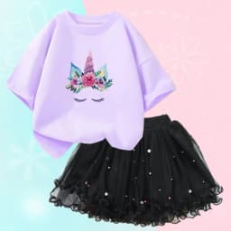 Summer Girl Party Unicorn Clothes Set Kids Baby Cartoon Clothing Suits Girls Cute Casual T-shirt Tops tutu Skirts Outfits