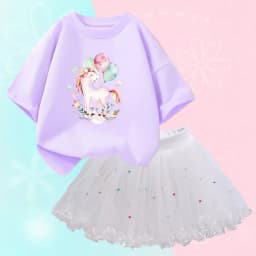 Summer Girl Party Unicorn Clothes Set Kids Baby Cartoon Clothing Suits Girls Cute Casual T-shirt Tops tutu Skirts Outfits