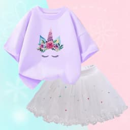 Summer Girl Party Unicorn Clothes Set Kids Baby Cartoon Clothing Suits Girls Cute Casual T-shirt Tops tutu Skirts Outfits