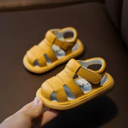Baby Girls Boys Genuine Leather Sandals Soft Bottom Anti-collision Infant Toddler Shoes Summer Kids Shoes Children Beach Sandals