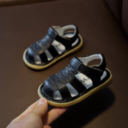 Baby Girls Boys Genuine Leather Sandals Soft Bottom Anti-collision Infant Toddler Shoes Summer Kids Shoes Children Beach Sandals