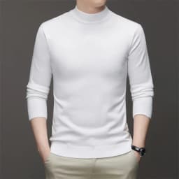 7 Colour Men's Half High Neck Long Sleeved Solid Color Sweater Soft, Warm and Comfortable Top with a Base