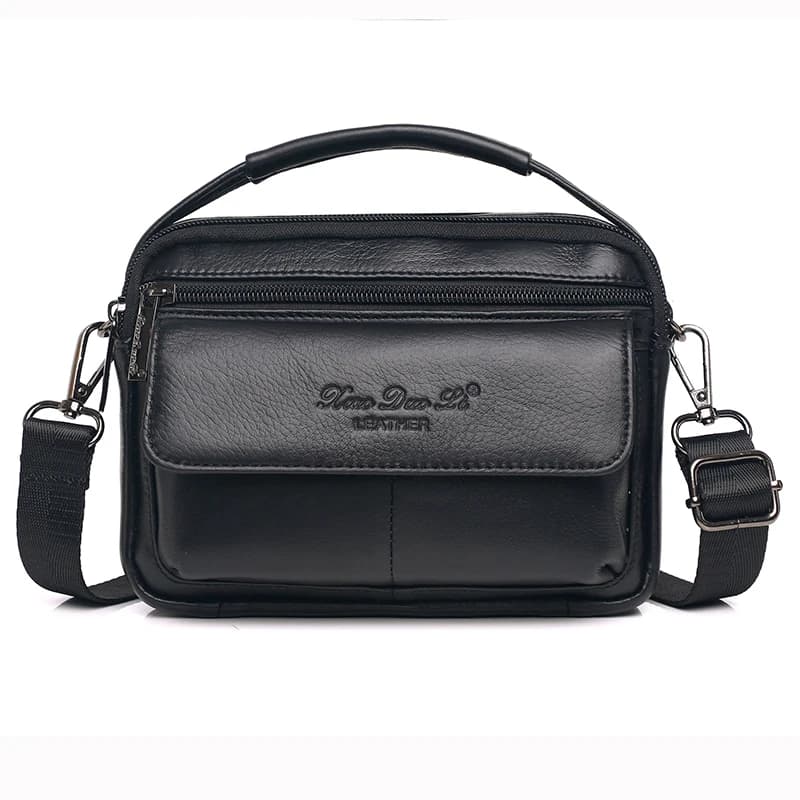 Men Messenger Crossbody Shoulder Bags Genuine Leather Multi-Purpose Business Male Small Handbag Belt Fanny Waist Pack Bag