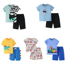 Jumping Meters 2-7T Summer Clothing Sets With Animals  Boys Girls Cotton Fashion Children's Clothing Sets Hot Selling Suits