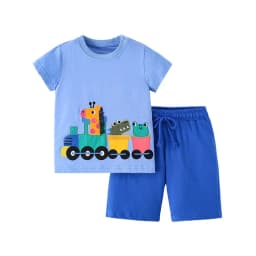 Jumping Meters 2-7T Summer Clothing Sets With Animals  Boys Girls Cotton Fashion Children's Clothing Sets Hot Selling Suits