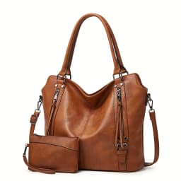 2 Piece Set + Women's Tote Bag PU Leather Large Capacity Large Pocket Handbag Crossbody Bag Adjustable Shoulder Strap