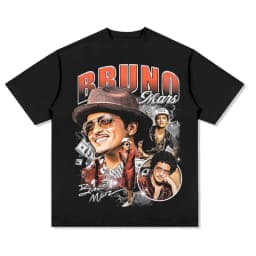 24/25 New Arrives Kids Mens Cotton Black Tshirts Famous singer Bruno Mars Short Sleeve t shirt Childrens' Skin-friendly T-Shirt