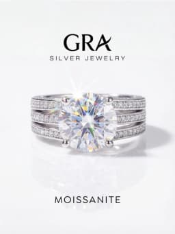 GRA 5CT Sparkling Certified Moissanite Diamond Wedding Rings For Women Real 925 Sterling Silver Champagne Color Luxury Jewelry