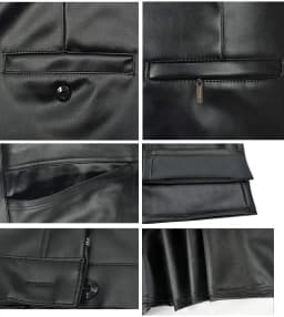 Mens Business Casual High Waist Straight Leg PU Faux Leather Biker Pants