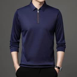 Men's Solid Color Long Sleeved POLO Shirt Casual Fashion Top
