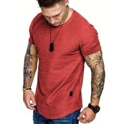 Summer Mens Lightweight T-shirt Short Sleeve Jogging Basic Solid Collar Crew Neck Tshirts Sport Tops